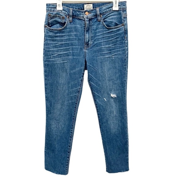 J. Crew Jeans Women's 27 Raw Hem Slim Broken In Boyfriend Distressed H6408 - Picture 1 of 9
